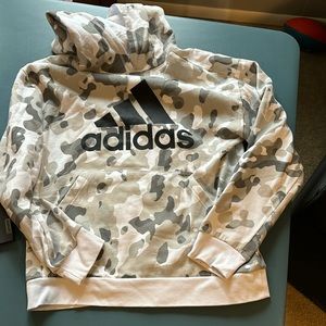 Adidas hoodie, boys xl, gray tones camouflage
